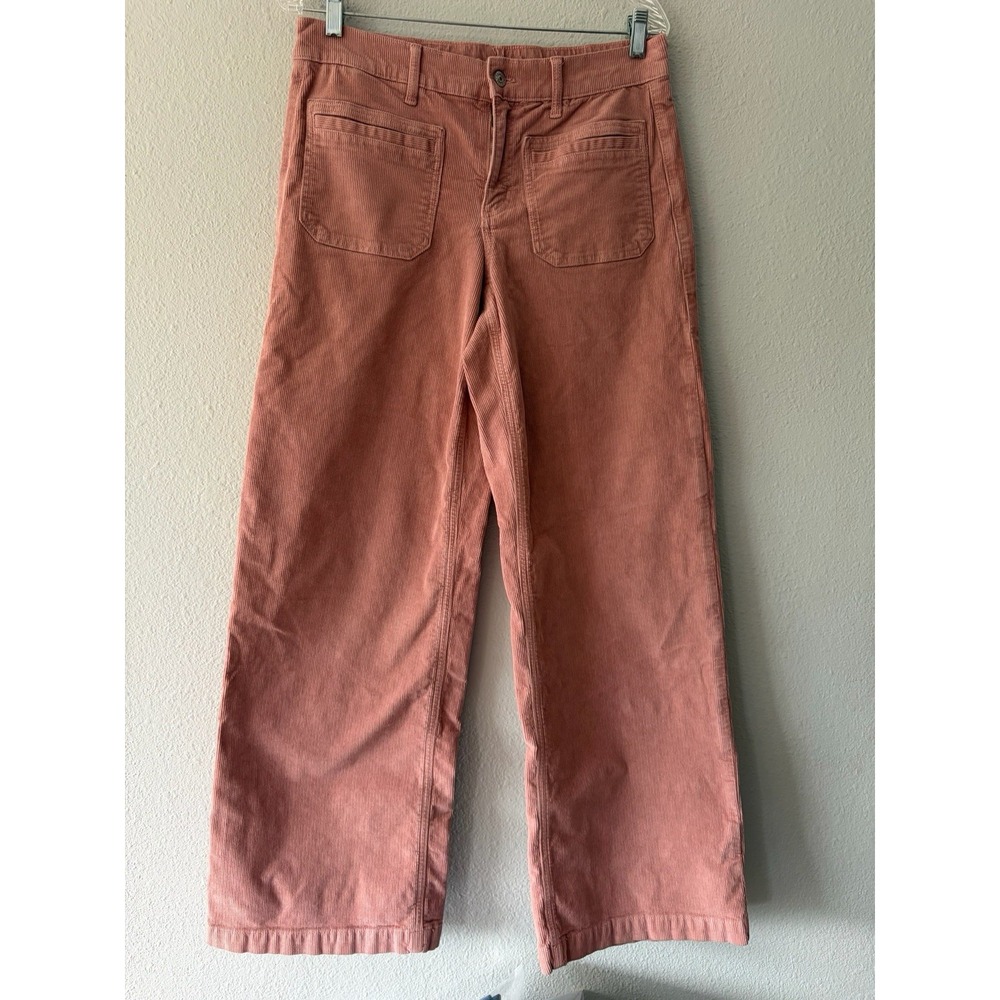American Eagle Women 6 Long Dusty Rose Low Rise Baggy Wide Leg Corduroy Pants